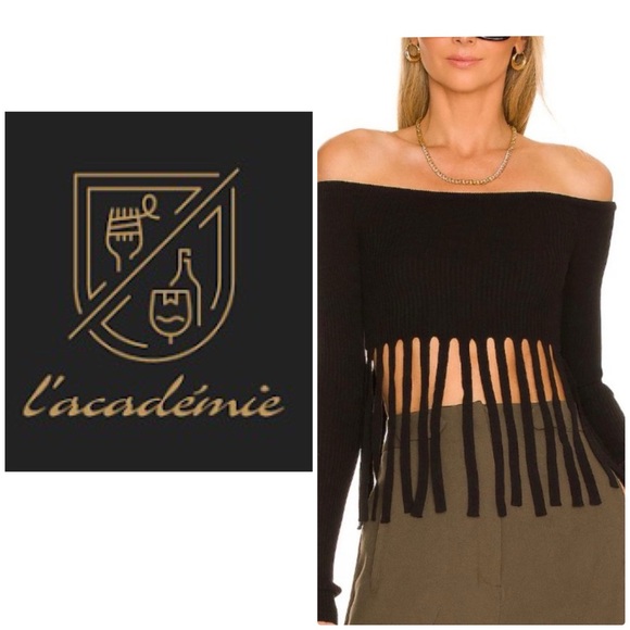 ‼️WOW‼️L'Academie Harrel Fringe Sweater in Black - Picture 1 of 5